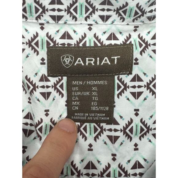 Ariat Men's Long Sleeve Aztec Print Western Button Up Shirt - Size XL - Picture 5 of 6